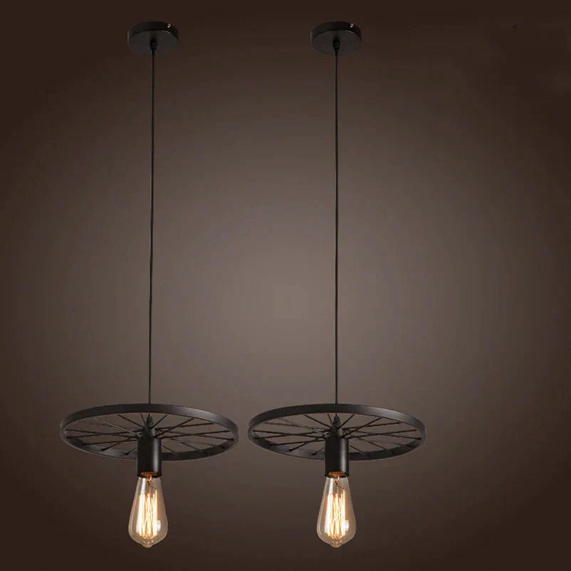 DecorBites™ Iron Wheel Chandelier | Retro Loft Industrial Pendant Light for Dining Room