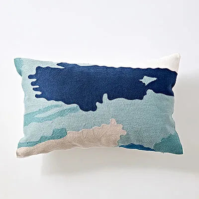 DecorBites™ Embroidered Geometric Cotton Cushion Cover 45x45cm