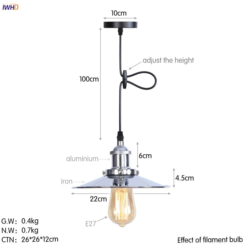 DecorBites™ Gold Retro Edison LED Pendant Lights for Dinning Living Room Industrial Decor