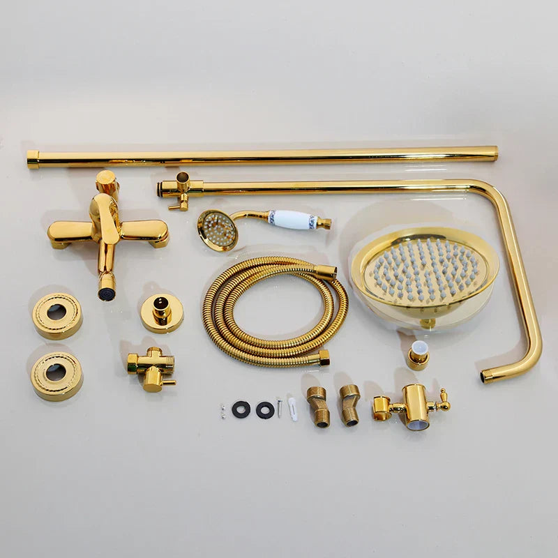 DecorBites™ Gold Plated Brass Shower Faucet Set with Hand Spray