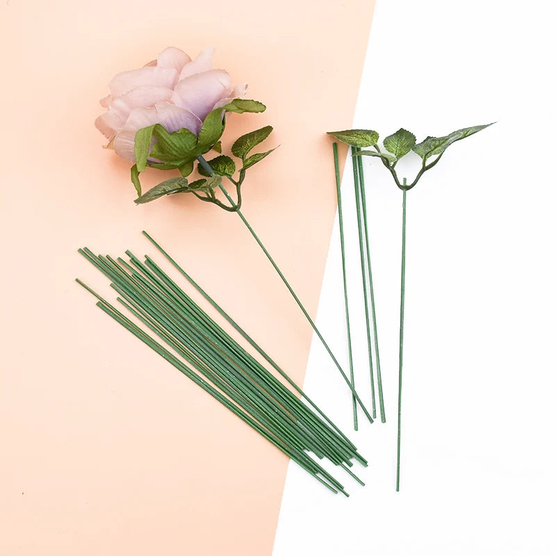 DecorBites™ Iron Wire Roses Leaf Artificial Flower Pole Decoration for Wedding Home Craft