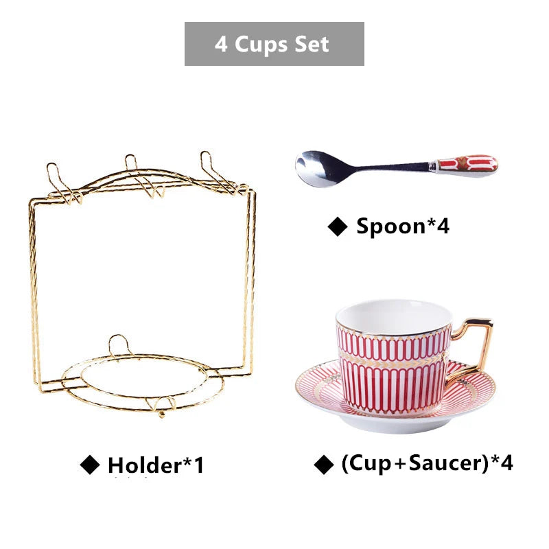 DecorBites™ Gold Porcelain Coffee & Tea Set - Luxury Bone China Porcelain Coffeeware
