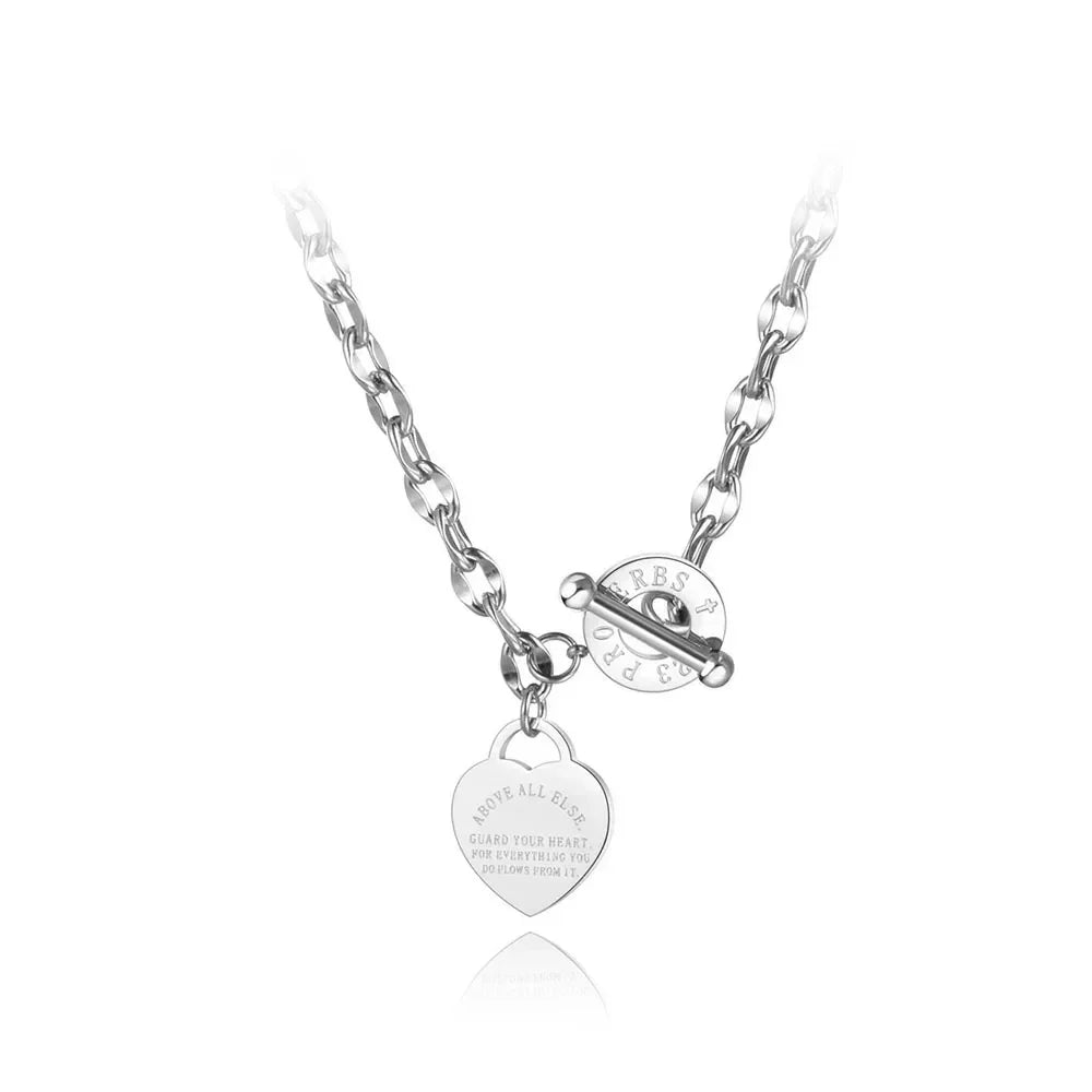 Titanium SS Charm Pendant Necklace