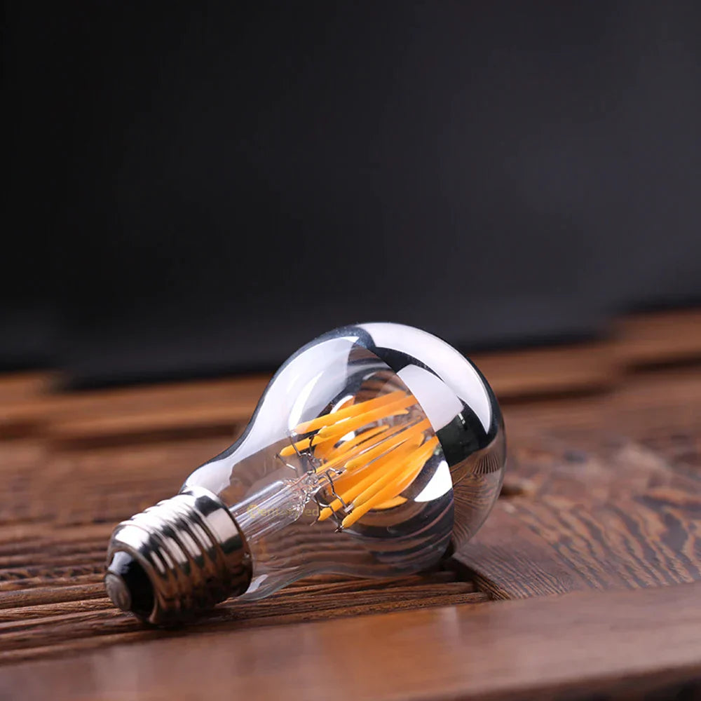DecorBites™ LED Filament Bulb A19 Silver Bowl 8W 800lm Dimmable CRI 85 2700K 6000K Warm Cold