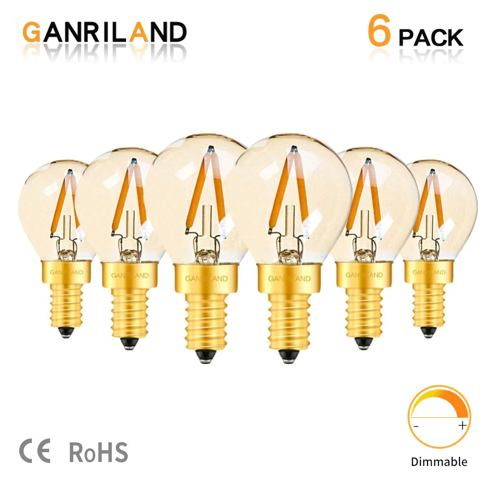 DecorBites™ Gold Tint G40 LED Filament Globe Bulb E14/E12 Dimmable 1W 2200K Home Lighting