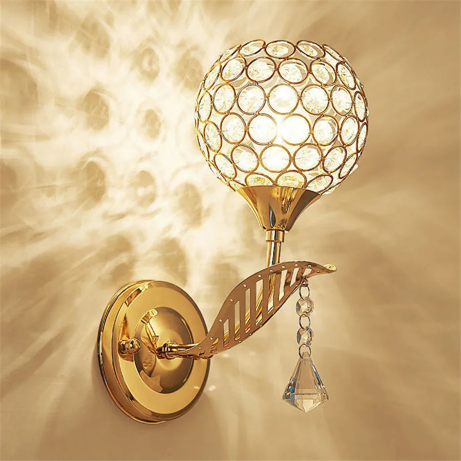 DecorBites™ Crystal Wall Sconce: Retro Luxury for Living Room, Balcony, or Aisle Lighting