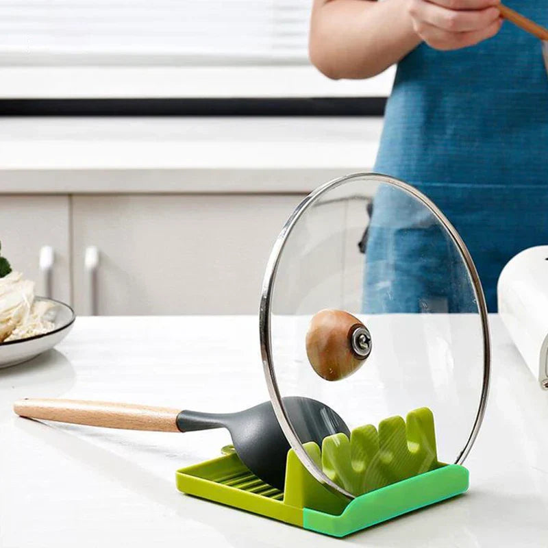 DecorBites™ Kitchen Utensil Stand Pot Lid Holder Spatula Organizer Spoon Rest