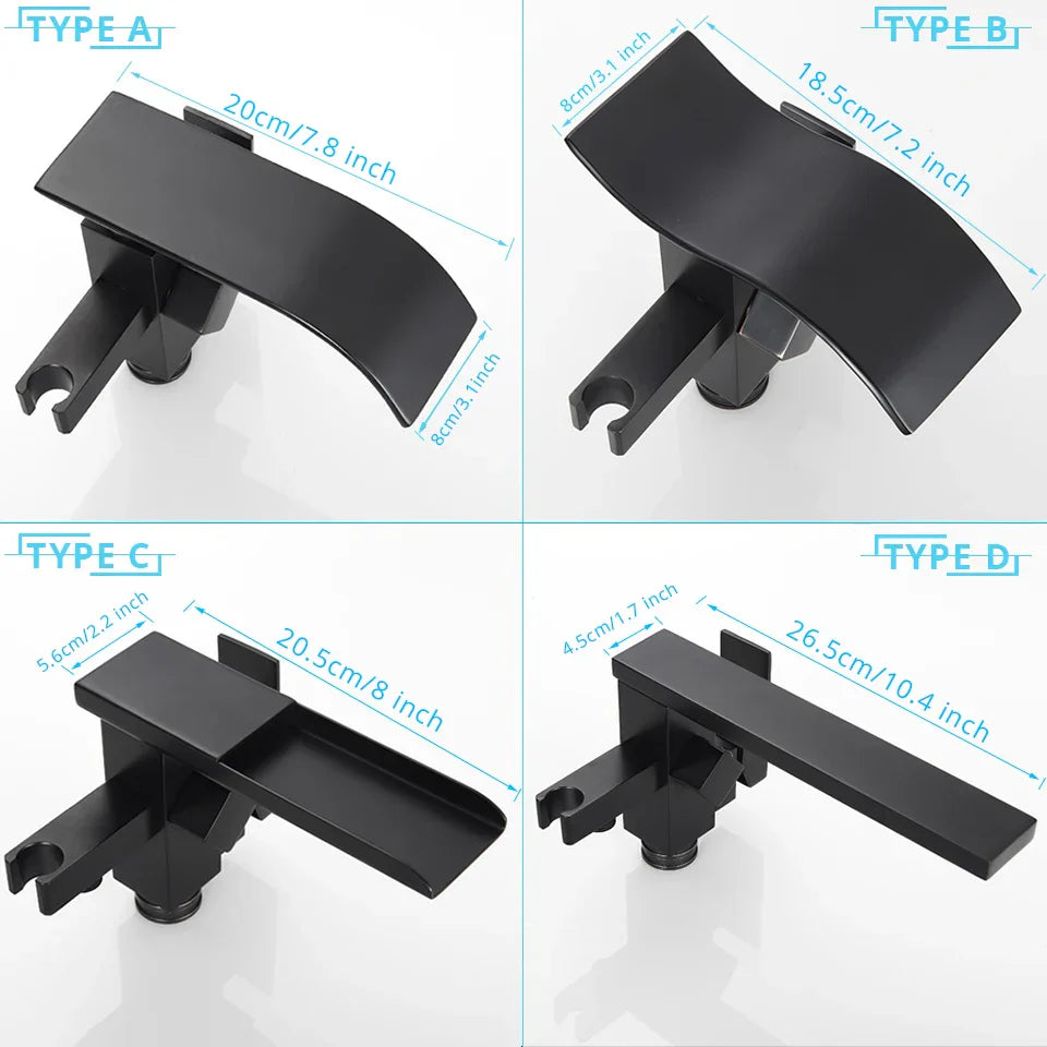 DecorBites™ Black Floor Mounted Bathtub Faucet Set with Waterfall Mixer Tap