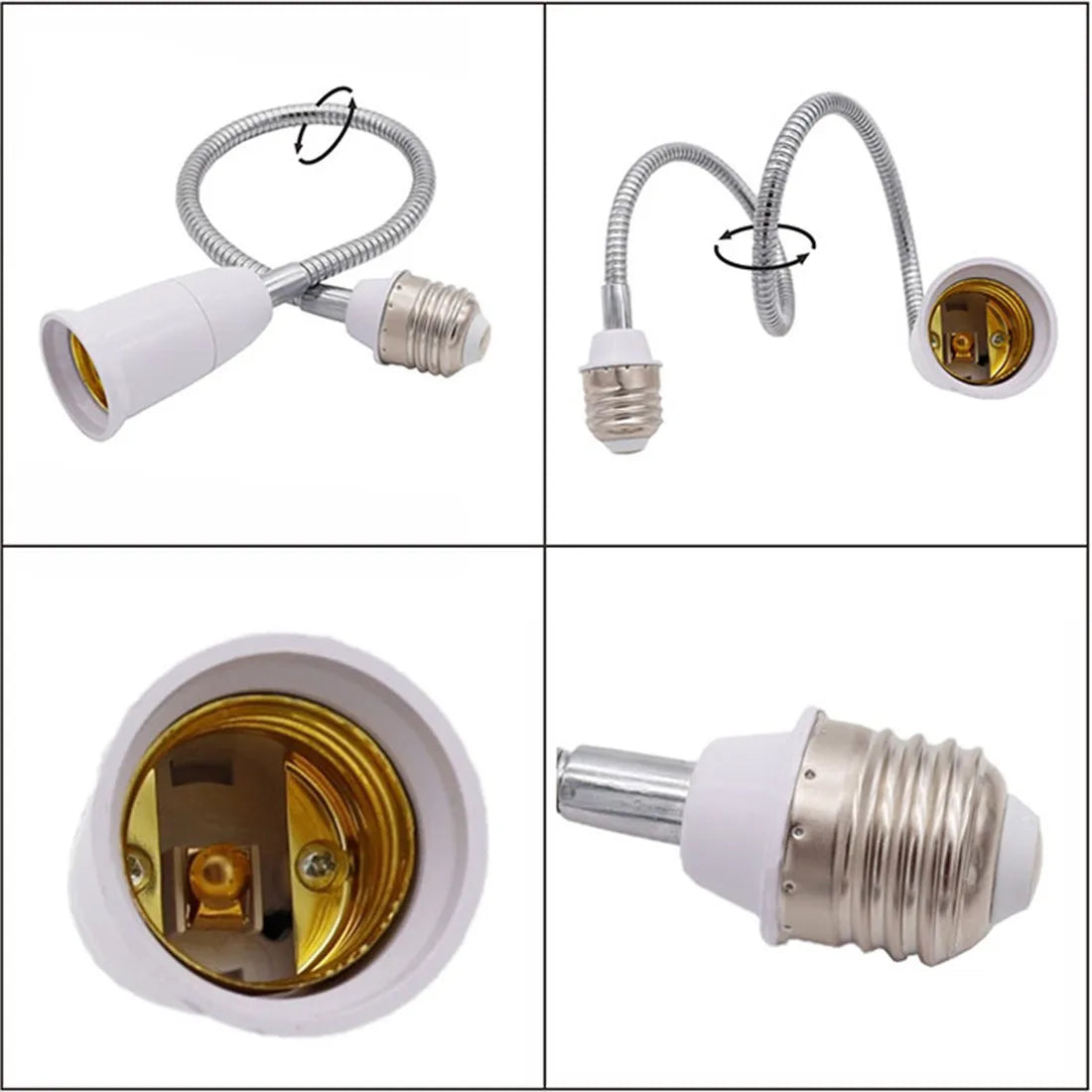 DecorBites™ Gooseneck E27 to E27 Base Extension Adaptor for Lamp Bulb Holder