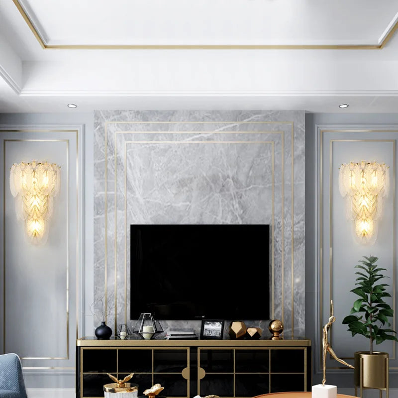 DecorBites™ Crystal Feather Wall Lamp: Modern Luxury for Bedroom, Living Room & Restaurant