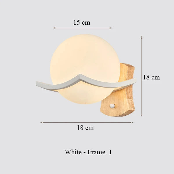 DecorBites™ Japanese Moon Wood Wall Lamp - Minimalist Design - LED Sconce Lights