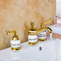 DecorBites™ Golden Plated Bathroom Faucet Set with Ceramic Cross Handles
