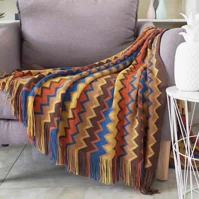 DecorBites™ Geometric Aztec Baja Blanket - Boho Decor Sofa Cover & Throw