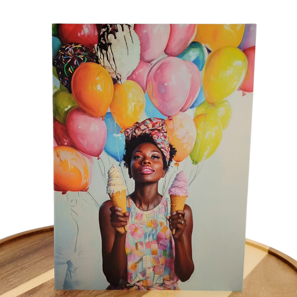 Ice Cream & Balloons - Happy Birthday Greeting Card
