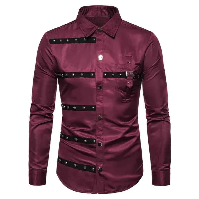 Mens Gothic Style Rivet Long Sleeve Tee