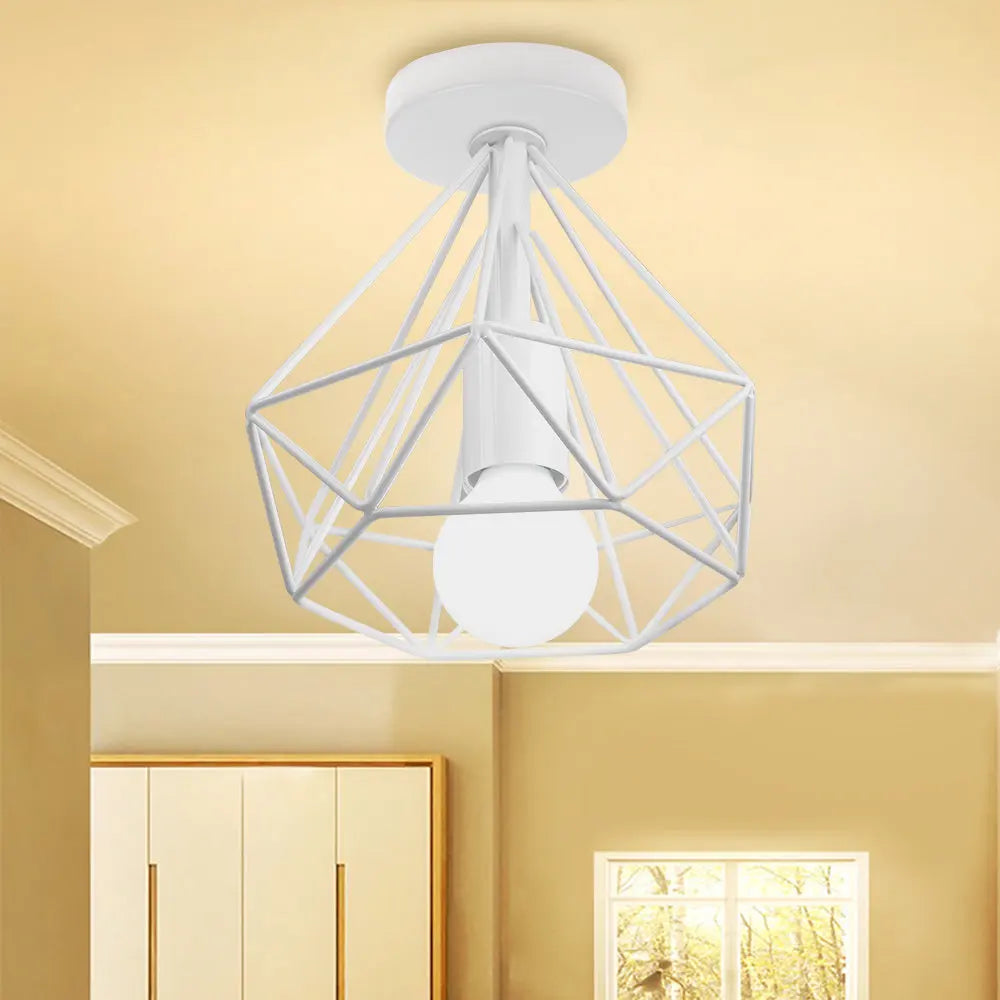 DecorBites™ Iron Cage Ceiling Light Fixture Retro Nordic Design Home Kitchen Lamp