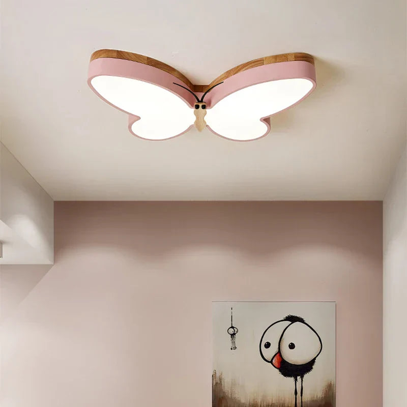 DecorBites™ LED Butterfly Chandelier Modern Wood Ceiling Light for Kids Room