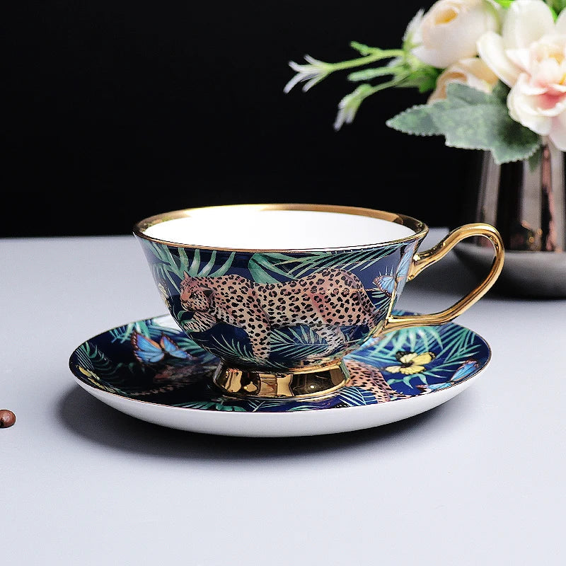 DecorBites™ Jungle Animals Bone China Coffee Mug Set for Tea Lovers and Office Use