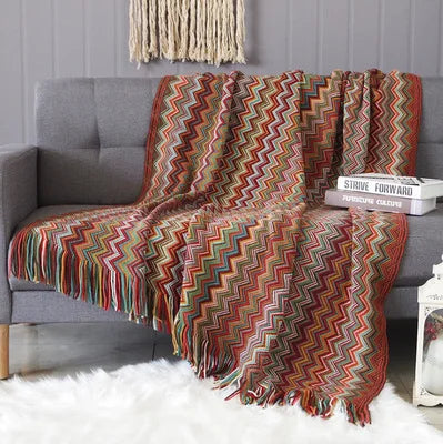 DecorBites™ Geometric Aztec Baja Blanket - Boho Decor Sofa Cover & Throw