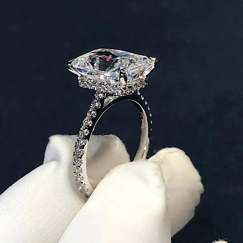 Luxury Radiant Cut 4ct Diamond cz 925 Sterling Silver Ring