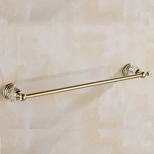 DecorBites™ Gold Crystal Bathroom Accessories Set: Luxe Brass Bath Hardware Wall Mount Collection