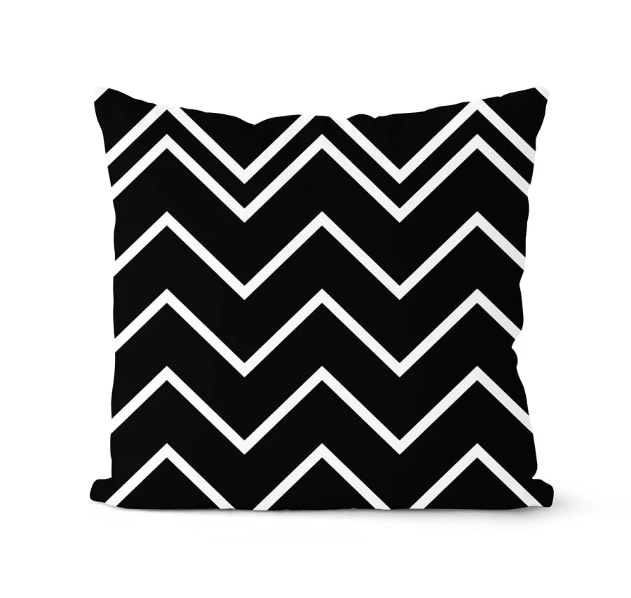DecorBites™ Geometric Black & White Pillowcase Set – Home Sofa Decoration Cushion