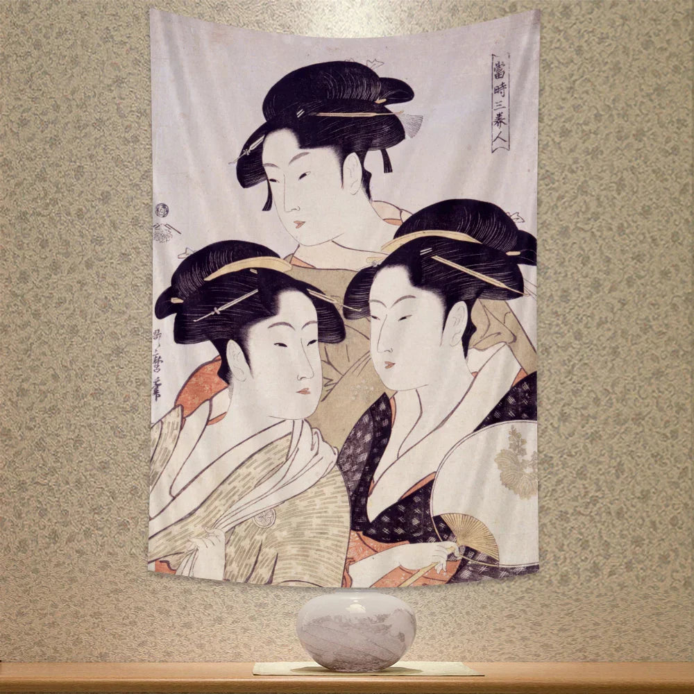 DecorBites™ Geisha Kanagawa Print Wall Hanging for Bohemian Home Decor & Yoga Mat
