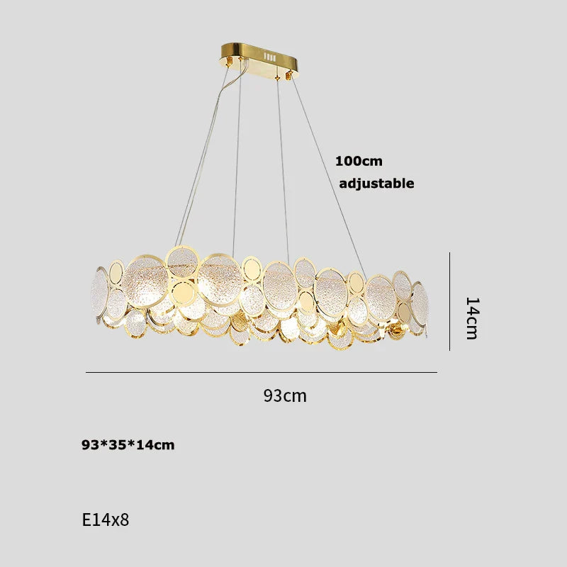 DecorBites™ Gold Iron Glass Chandelier Lighting for Dinning Room
