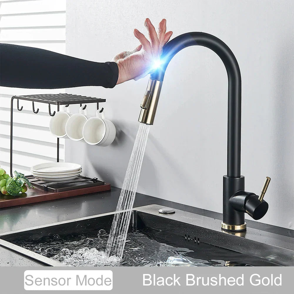 DecorBites™ Gold Kitchen Faucet with Touch Sensor Control for Sensitive Mixer Experience