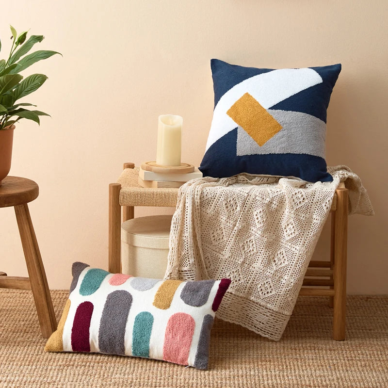 DecorBites™ Embroidered Floral Dot Pillow Cover for Cozy Home Decor