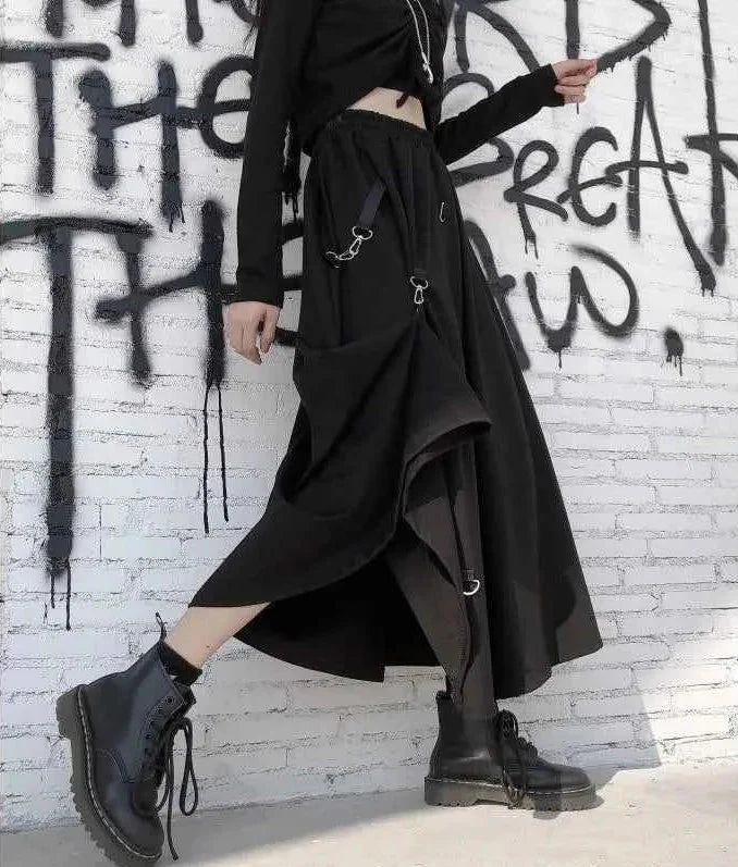 Plus Size Personality Skirt Women's High Waist Irregular Gothic Streetwear Freely Adjustable