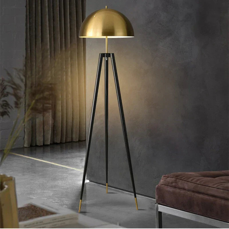 DecorBites™ Coyote Gold Tripod Floor Lamp for Home Decor in Living Room or Bedroom