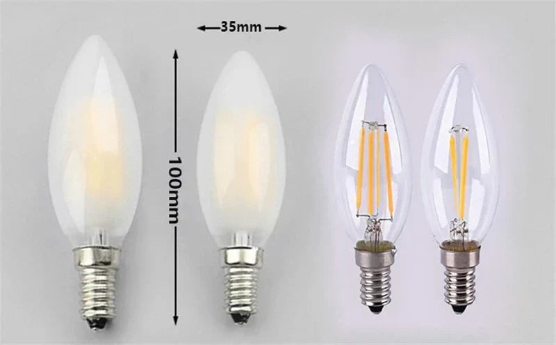 DecorBites™ Frosted E14 LED Candle Crystal Lamp Warm White Retro Filament Bulb