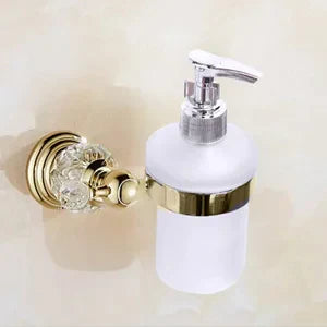 DecorBites™ Gold Crystal Bathroom Accessories Set: Luxe Brass Bath Hardware Wall Mount Collection
