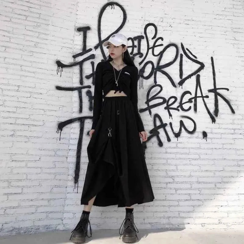 Plus Size Personality Skirt Women's High Waist Irregular Gothic Streetwear Freely Adjustable