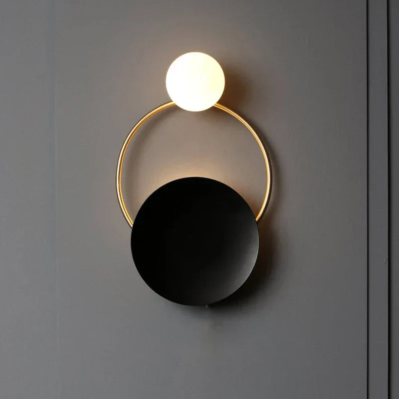DecorBites™ Golden Ring Wall Sconce: Nordic Bedroom Lighting Fixture for Modern Living Room Decor
