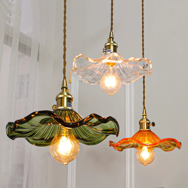 DecorBites™ Green Glass Hanging Light: Modern LED Pendant Lamp for Living and Dining Room