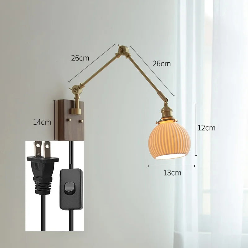 DecorBites™ Copper Swing Arm Wall Lamp Sconce - LED Wall Light for Bedroom Living Room
