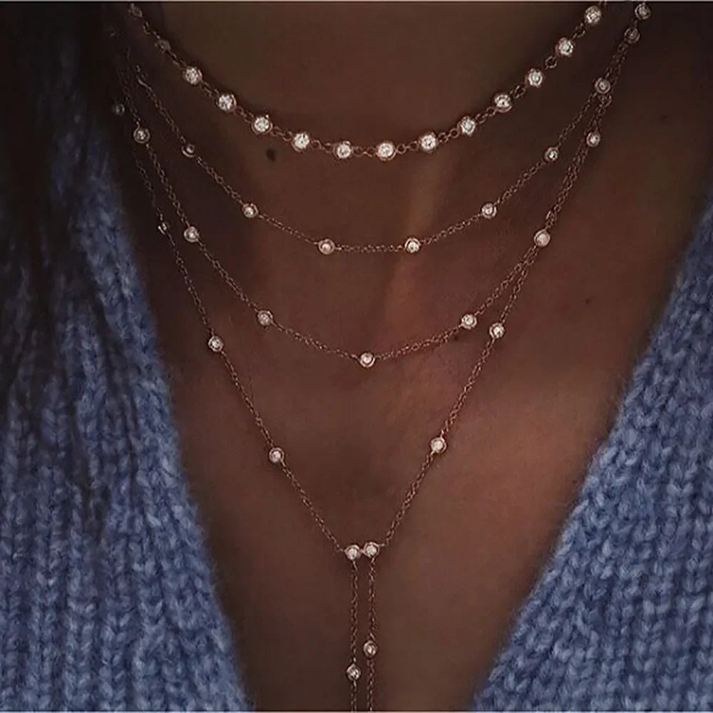 Boho Crystal Star & Moon Necklace