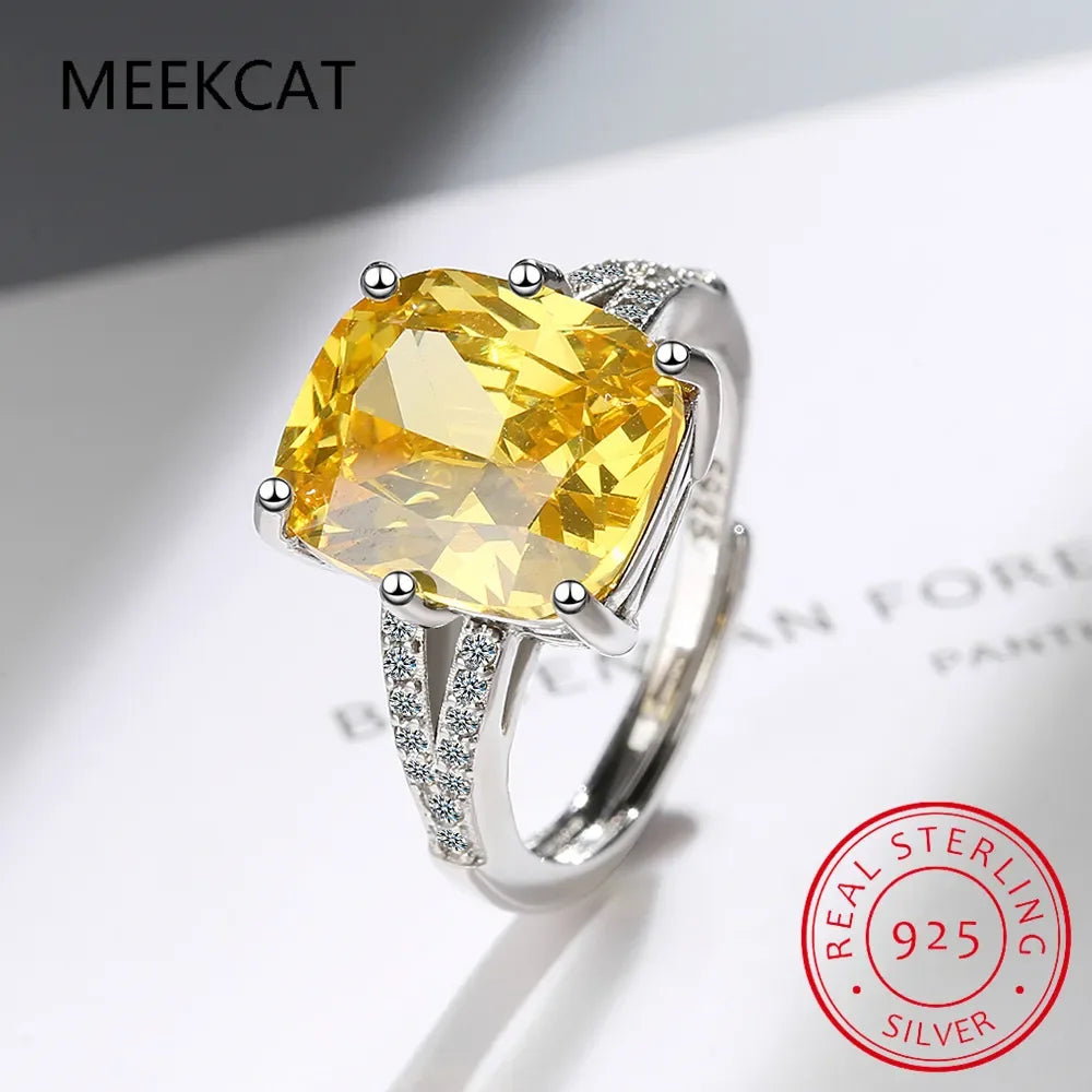925 Sterling Silver Moissanite Citrine Engagement Ring
