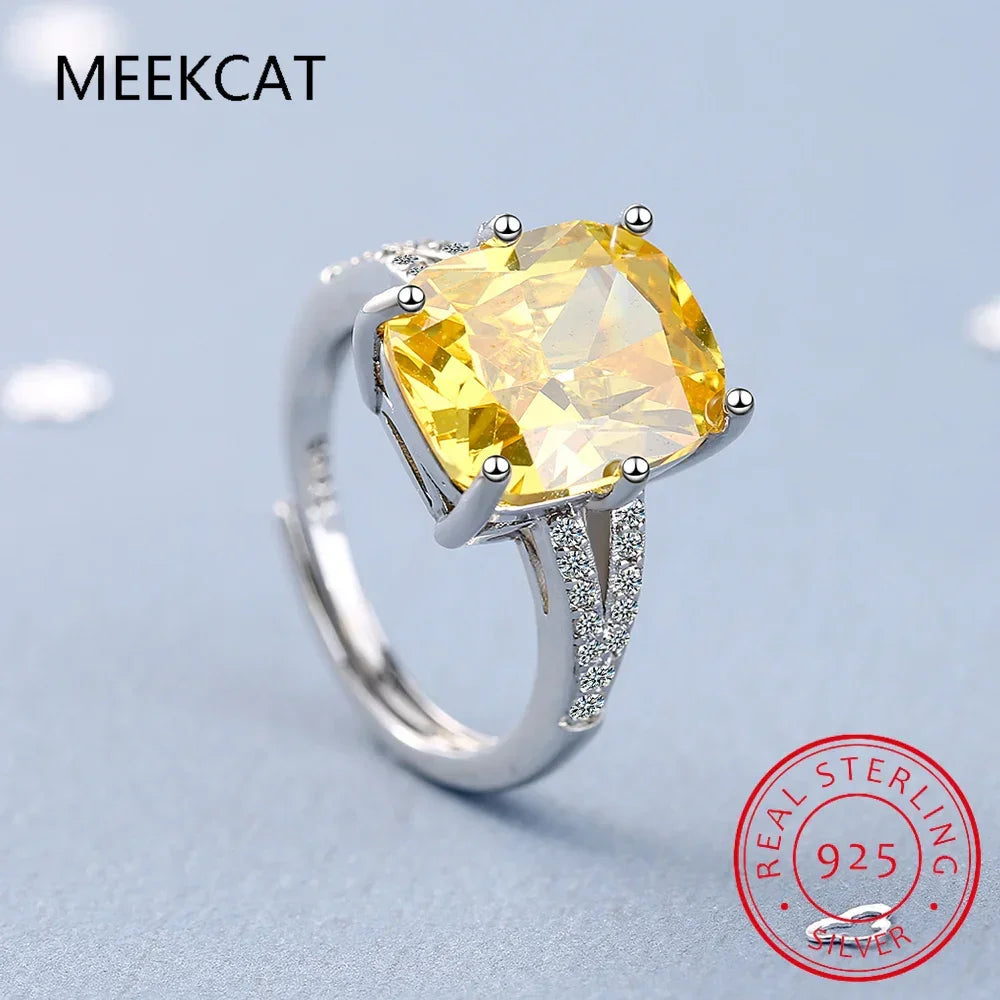 925 Sterling Silver Moissanite Citrine Engagement Ring