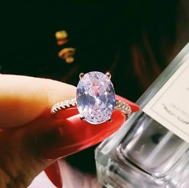 Female Fine ring 925 Sterling silver oval cut 5ct AAAAA Cz stone Engagement Wedding Band Rings for women Bridal Party Jewelry