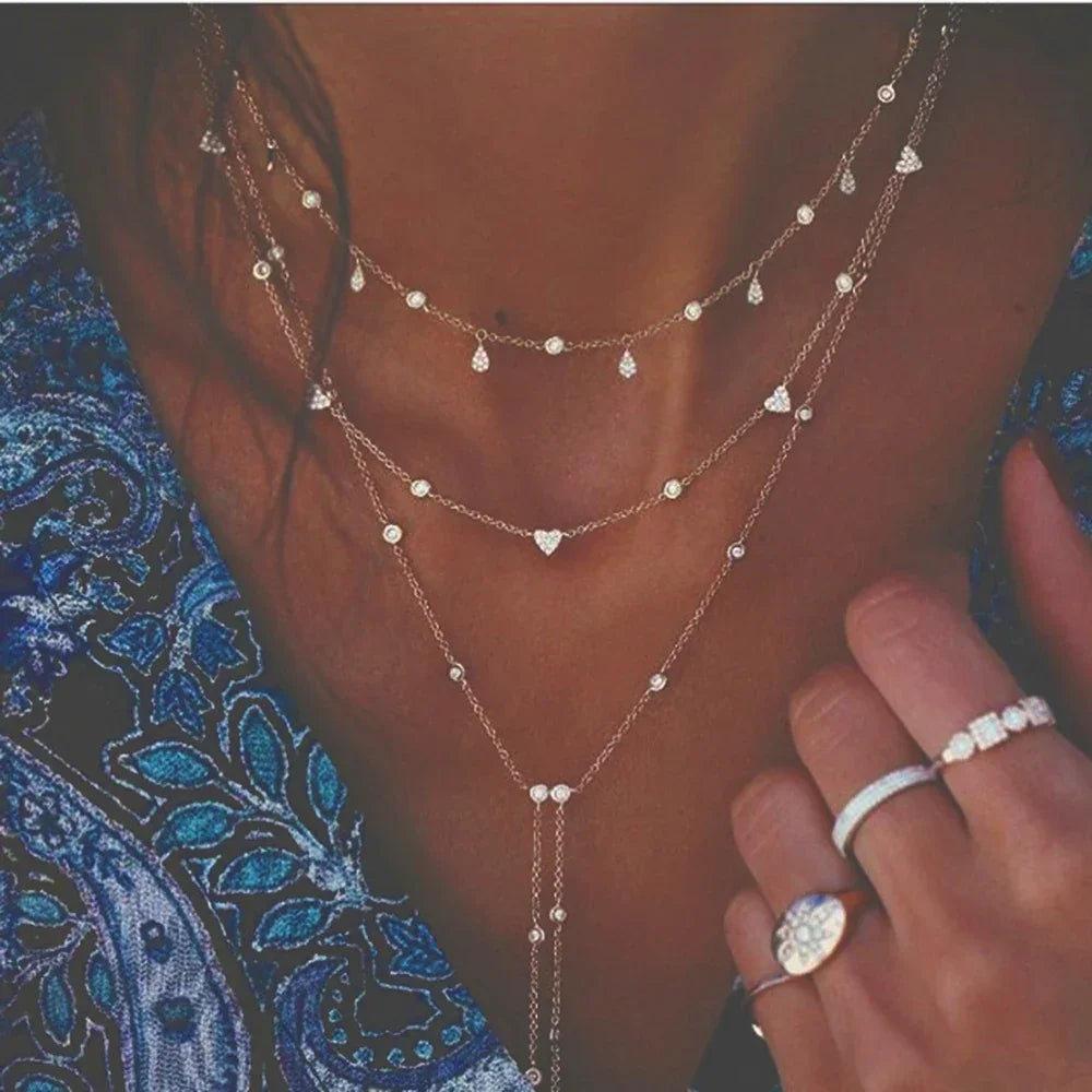 Boho Crystal Star & Moon Necklace