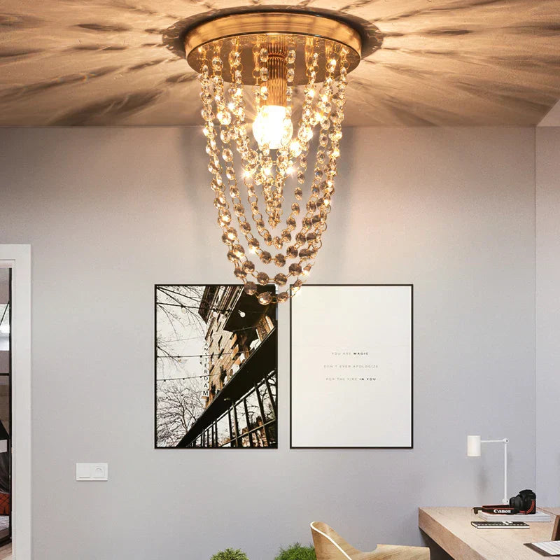 DecorBites™ Crystal Sun Flower Ceiling Chandelier - Golden/Silver for Foyer, Bedroom, Aisle Decor
