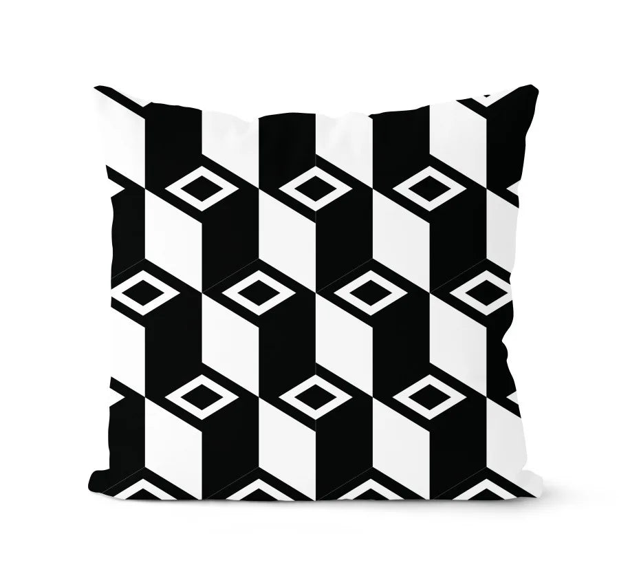 DecorBites™ Geometric Black & White Pillowcase Set – Home Sofa Decoration Cushion