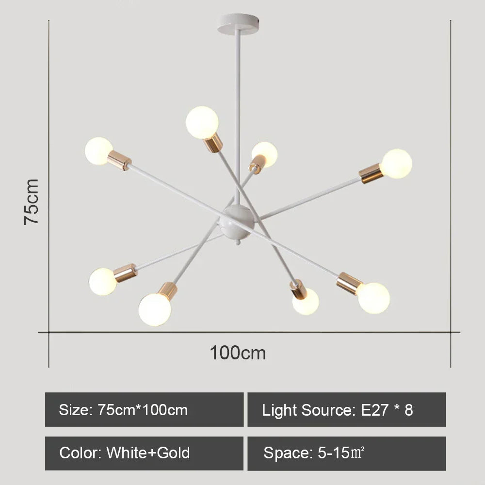DecorBites™ LED Ceiling Chandelier: Modern & Industrial Sputnik Style for Living Room & Bedroom