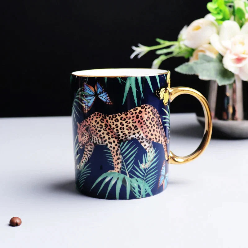 DecorBites™ Jungle Animals Bone China Coffee Mug Set for Tea Lovers and Office Use