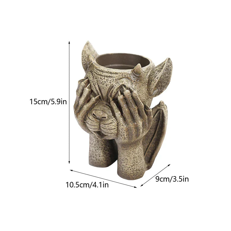 DecorBites™ Gargoyle Resin Vase Sculpture: Unique Home & Garden Decor Accessory
