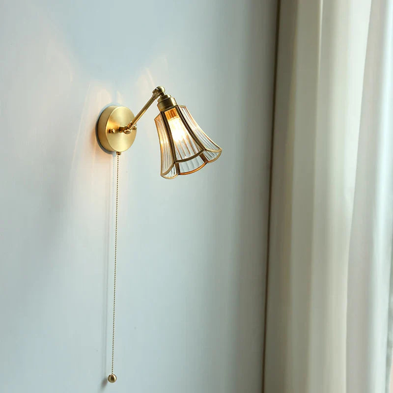 DecorBites™ Copper Wall Sconce Glass Nordic Wall Lamp LED Pull Chain Switch
