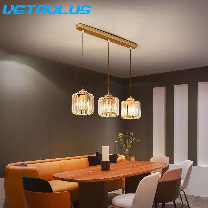 DecorBites™ Crystal LED Pendant Chandelier for Dining Living Room Decor